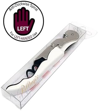 Pulltap's Genuine Classic 500 LEFT-HANDED Waiter's Corkscrew – Double-Hinged Wine Key with Hinged Foil Cutter – Patented Design – Made in Spain – White (Blanco)