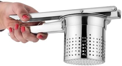 Stainless Steel Potato Masher & Ricer – Heavy-Duty Presser, Crusher & Squeezer – Ideal for Potatoes, Radishes, Vegetables – Ergonomic Handle, Easy to Clean Pack of 1
