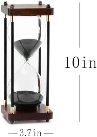 Hourglass Timer 60 Minute, Metal Wooden Sand Timer, Black