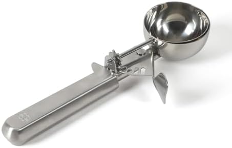 Calphalon Prime Ice Cream Scoop, Stainless Steel Latch-Release Ice Cream Scooper, Heavy-Duty Portion Scoop for Dough, Sorbet & Frozen Desserts, Weighted Handle for Control