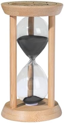 SuLiao Wooden Sand Timer 60 Minute Hourglass, Bamboo Sand Clock, Small Black Sand Watch 60 Min, Reloj De Arena Hour Glass Sandglass for Home Office Decorative Game Classroom