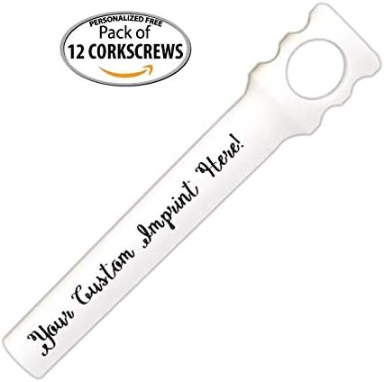 Personalized Pocket Corkscrew - Wine Bottle Opener- Custom Printed Name - Imprinted with Your Name, Logo or Message - Great Gift Ideas - FREE PERZONALIZATION - 12 Corkscrews per Box (White)