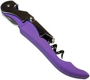 Soft Velvet Touch Waiters Double Hinge Corkscrew Wine Key Bottle Opener (Purple)