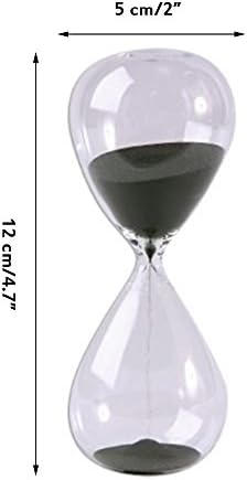 Large Fashion Black Sand Glass Sandglass Hourglass Timer Clear Smooth Glass Measures Home Desk Decor Xmas Birthday Gift (5 Minutes)