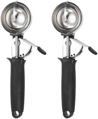 uxcell 2pcs Cookie Scoops, Ice Cream Scoop with Trigger for Baking Cookie Dough Rice Pudding Kitchen Gadget, Black