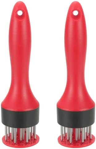 uxcell 2 Pcs Meat Tenderizer Tool, 7.7 x 2 Inch Small Meat Tenderizer Mallet for Tenderizing Pork Chicken Steak Fish Grilling BBQ, Red