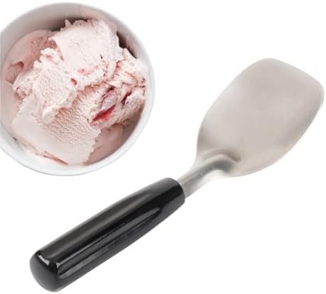 9" Stainless Steel Ice Cream Spade with Black Handle for Scrape and Scoop Gelato and Creamier Frozen Desserts