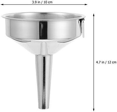 Hemoton 2-Piece 4 Inch Stainless Steel Funnel Set with Strainer for Kitchen Use - Metal Funnel for Precise Liquid and Dry Ingredient Transfer