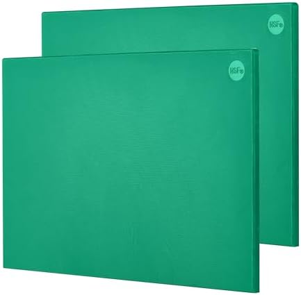 CURTA 2-Pack Green Cutting Boards for Kitchen, 24" x 18" x 0.5" Color Coded Plastic Chopping Board with Anti Slip Surface Dishwasher Safe