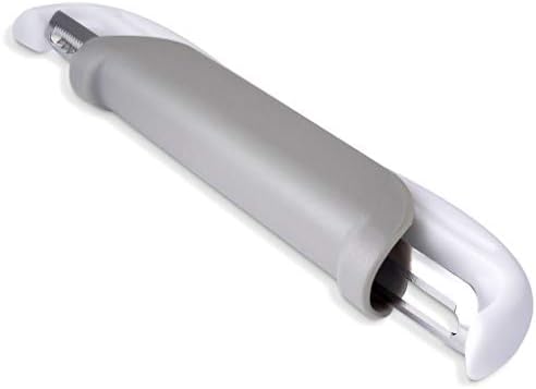 Rockland Guard Peel & Slide Double Sided Peeler - Stainless Steel Swivel, Serrated, Julienne Blade for Hard and Soft Skin Fruits and Vegetables (White)