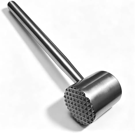 304 Stainless Steel Meat Tenderizer Mallet, Dual-Sided Meat Hammer for Steak & Chicken