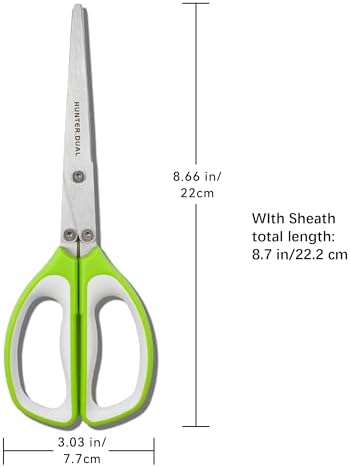 5 Blades Herb Scissors - Professional Kitchen Shears with Safety Cover for Cutting Green Onions, Fresh Herbs, Vegetables & Salad Food Prep, Must-Have Cooking Gadgets (Green, White, 8.7 inch)