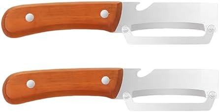 Kitchen Multi-Function Stainless Steel Thickened Fruit Peeler Knife Thickened Wooden Handle Kitchen Peeling Tools A [Wooden Handle, 1.8 Cm Thick, 2 Pieces] 2-In-1 Peeler + Box