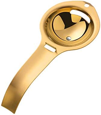 Stainless Steel Whisks Beating Stirring, Egg-Separators, Cake Shovels, Grill Basting Brush with 1 Pack Back Up Silicone Brush Heads, Baking Tool, Set of 5 -Gold