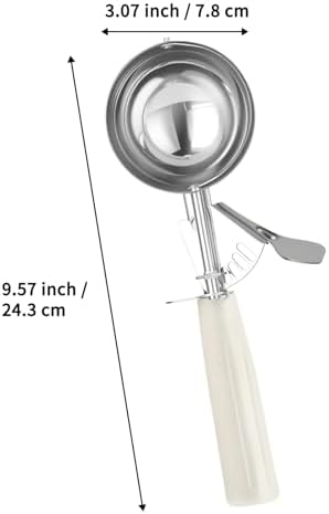 Portion Scoop - Disher, Cookie Scoop, Food Scoop - Portion Control - 18/8 Stainless Steel, White Handle (#6 / 5oz)