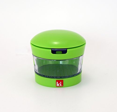 Garlic Perfection Press, Crusher, Mincer, and Storage Container - Easy to Clean - Stainless Steel Blades - Green