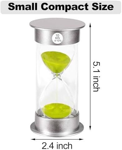 SuLiao Sand Timer 10 Minute Hourglass, Green Sand Watch 10 Min, Large SandClock Ten Minute, Colorful Plastic Hour Glass Sandglass for Kids, Games, Classroom, Kitchen, Decor