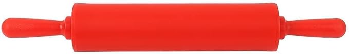 Rolling Pin for Baking, 12 Inch Non-Stick Silicone Handle Rolling Pin for Kitchen Pizza, Bread, French Fondant, Dough, Pie Cookie(red)