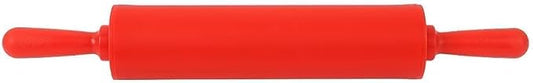 Rolling Pin for Baking, 12 Inch Non-Stick Silicone Handle Rolling Pin for Kitchen Pizza, Bread, French Fondant, Dough, Pie Cookie(red)