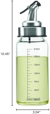 Borosil 250ml Oil Dispencer | Borosilicate Glass Oil Bottle with Silicon Funnel | Leakproof, BPA Free Oil Container for Kitchen | Transparent