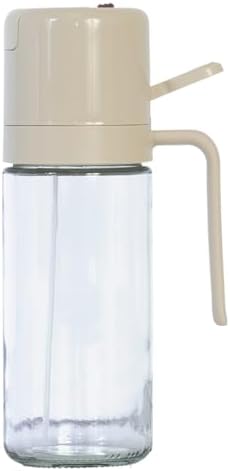 Glad 2 in 1 Oil Dispenser, 18.6oz/550ml - Olive Oil Sprayer for Cooking, Pouring Salad Dressing, and Grilling - Kitchen Gadget with Refillable Glass Bottle, Handle, and Mist or Pour Options - Beige