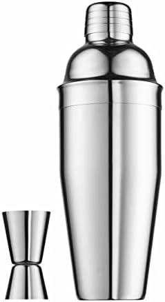 Godinger Cocktail Shaker Set and Martini Glasses Bar Set, Stainless Martini Shaker with Stemmed Cocktail Glasses and Double Jigger, 4 Piece Gift Set