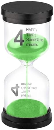 SuLiao 4 Minute Hourglass, Green Sand Clcok Timer, Colorful SandWatch 4 Min, Plastic Reloj De Arena 4 Minutos, Large Hour Glass Sandglass, Kitchen, Games, Classroom, Decor