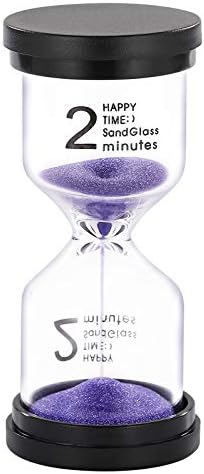 SuLiao 2 Minute Sand Timer Hourglass: Colorful Sand Clock, Purple Small Reloj De Arena Two Minutos, Plastic Hour Glass Sandglass for Kids, Game, Decorative, Kitchen, Toothbrush Timer