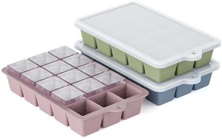 Silicone Ice Cube Tray 3 Pack, HANCELANT Ice Cube Mold, Ice Trays for Freezer with Lid for Whiskey, Cocktail, Drinks and Food, Freezer, BPA Free, Easy Release