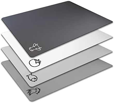 Fotouzy Flexible Plastic Cutting Board Mats with Food Icons, BPA-Free, Non-Porous, 100% Non-slip Back and Dishwasher Safe, Unique Modern Neutral Colors, Set of 4