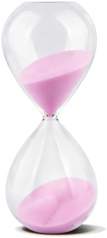 Hourglass, HoveBeaty Pink Sand Timer, 15 Minute Hand-Blown Glass