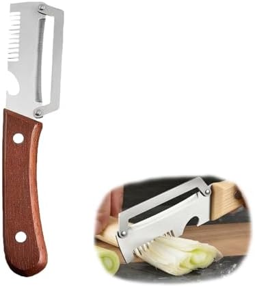2-in-1 Vegetable Peeler & Julienne Shredder, Stainless Steel Wooden Handle