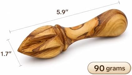 Zuluf Olive Wood Citrus Reamer Set of 2, Handcrafted Wooden Lemon Juicer and Lime Squeezer with Ergonomic Handle, Deep Grooves Manual Juice Extractor for Oranges, Natural Kitchen Tool