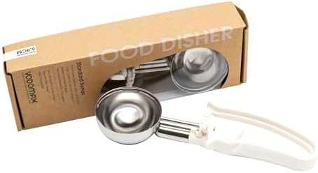 VODOMAX Size 10 IVORY (3.19 oz.) Commercial Food Disher, Portioner, 13 Sizes, Color-Coded, Stainless 18-10 (SUS304), Non-Spring Design, Palm-Squeeze, Rice Scoop, Ice Cream Scoop, gelato scooper