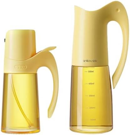 Oil Dispenser and Oil Sprayer for Cooking,10oz/300ml Olive Oil Sprayer for Kitchen,20oz/580ml Oil Dispenser with Auto Flip Cap,Glass Oil and Vinegar Dispenser Spray and Pour for Air Fryer,Salad,BBQ