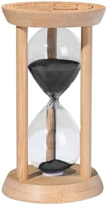 SuLiao Wooden Sand Timer 10 Minute Hourglass, Bamboo Sand Clock, Small Black Sand Watch 10 Min, Reloj De Arena Hour Glass Sandglass for Classroom Home Office Decorative Game