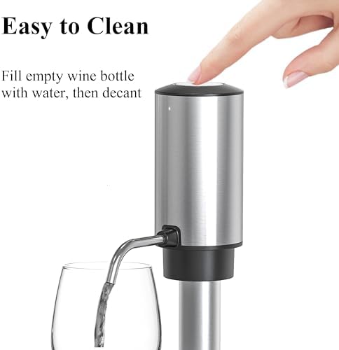 Rechargeable Electric Wine Aerator & Decanter, CorporateGiftPro Wine Pourer Spout, Automatic Wine Dispenser, Wine Accessory Gift for Wine Lovers (Stainless Steel)