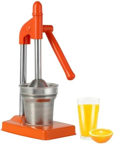 Cast Iron Juicer Hand Press,Effective Stainless Steel Manual Juicer Fruit Squeezer, Heavy Duty Hand Press Juice Extractor for Fresh Lemonade Orange Juice,Home and Kitchen (Orange)