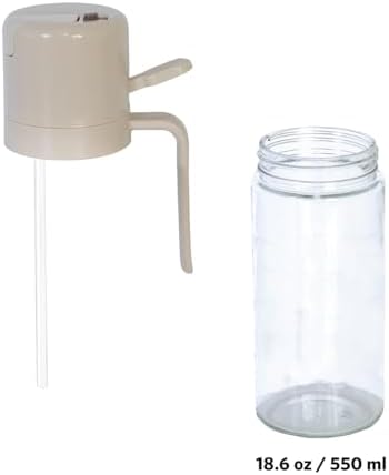Glad 2 in 1 Oil Dispenser, 18.6oz/550ml - Olive Oil Sprayer for Cooking, Pouring Salad Dressing, and Grilling - Kitchen Gadget with Refillable Glass Bottle, Handle, and Mist or Pour Options - Beige