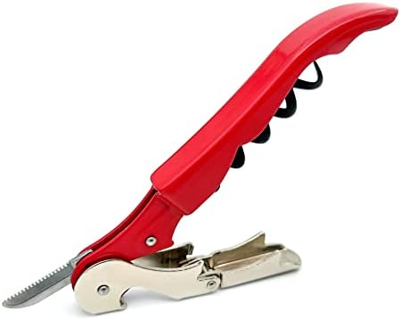 Pulltap's Genuine Classic 500 LEFT-HANDED Waiter's Corkscrew – Double-Hinged Wine Key with Hinged Foil Cutter – Patented Design – Made in Spain – Red (Rojo)