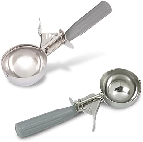 Carlisle FoodService Products 60300-8 Stainless Steel Portion Control Disher Scoop, 4 oz, Gray, Pack of 12