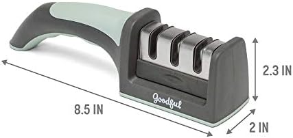 Goodful 3-Stage Knife Sharpener, Helps Repair, Restore and Polish Non-Serrated Blades Quickly, Safely & Easily, Sage