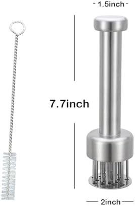 Stainless Steel Meat Tenderizer, Needle Ultra Sharp 21 Blades Meat Tenderizer Tool,Compact Cooking Tool for Meat Piercing, Tenderizing Steak, Beef, Chicken, Pork, Barbecue, Small Meat Grinder