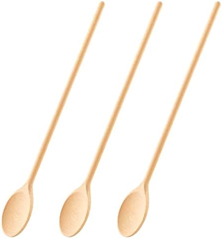 Mr.Woodware 16 Inch Wooden Spoons for Cooking - Set of 3 Long Handle Oval Wooden Spoon for Mixing, Stirring, Tasting - Kitchen Wooden Utensils For Cooking and Crafts, Personalized Wood Burning