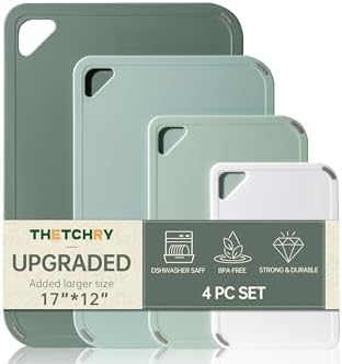 THETCHRY Plastic Cutting Board Set, Extra Large Cutting Board for Kitchen