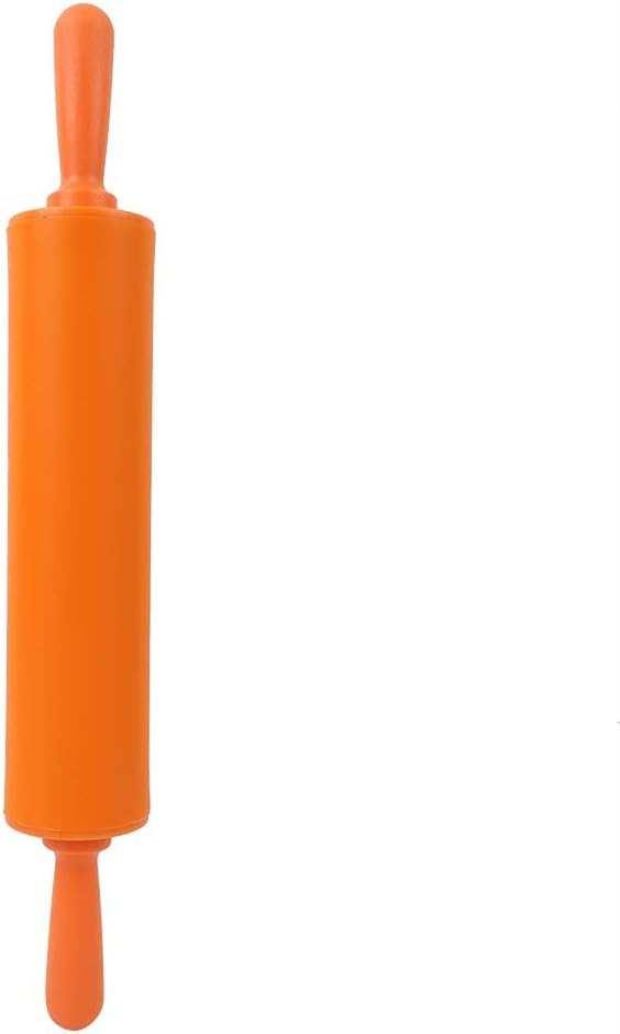 Silicone Rolling Pin Non-Stick DIY Dumpling Roller Bread Cookie Rolling Pin for Baking, Pastry Dough Roller, Fondant, Pizza, etc(Orange)