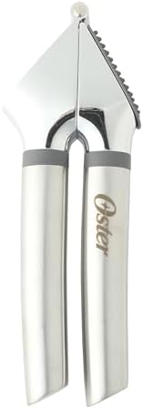 Oster Chadswyck 7.7” Garlic Press, Stainless Steel Garlic Mincer & Crusher, Easy Squeeze, Dishwasher Safe