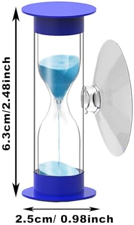 2 Minute Hourglass Sand Timer with Suction Cup,Unbreakable Sucker Sand Clock Timer 2 min,Plastic Mini Sand Watch,Rotatable Reloj De Arena for Kids Toothbrush(Blue)