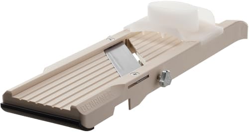 Benriner Mandoline Slicer with 4 Blades, Japanese Stainless Steel, BPA Free, 12.75 x 3.625-Inches, Beige
