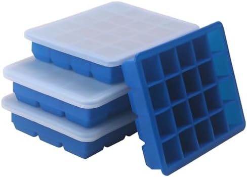 2 Tbsp & 1 Tbsp Silicone Freezer Molds - Perfect for Storing Garlic, Herbs, Ginger, Pesto, Tomato Paste, Lemon Juice,Vegetable Purees,Purees and More - Silicone Food Freezer Tray (Blue 4 Pack)